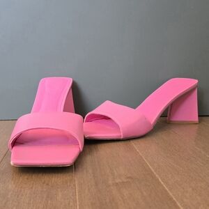 Chinese Laundry Yanda Pink Block Heel Sandals Square Toe Size 8.5